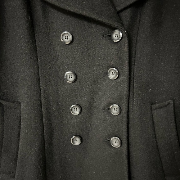 Vintage Sequence Black Wool Blend Long Trench Coat - Picture 3 of 9